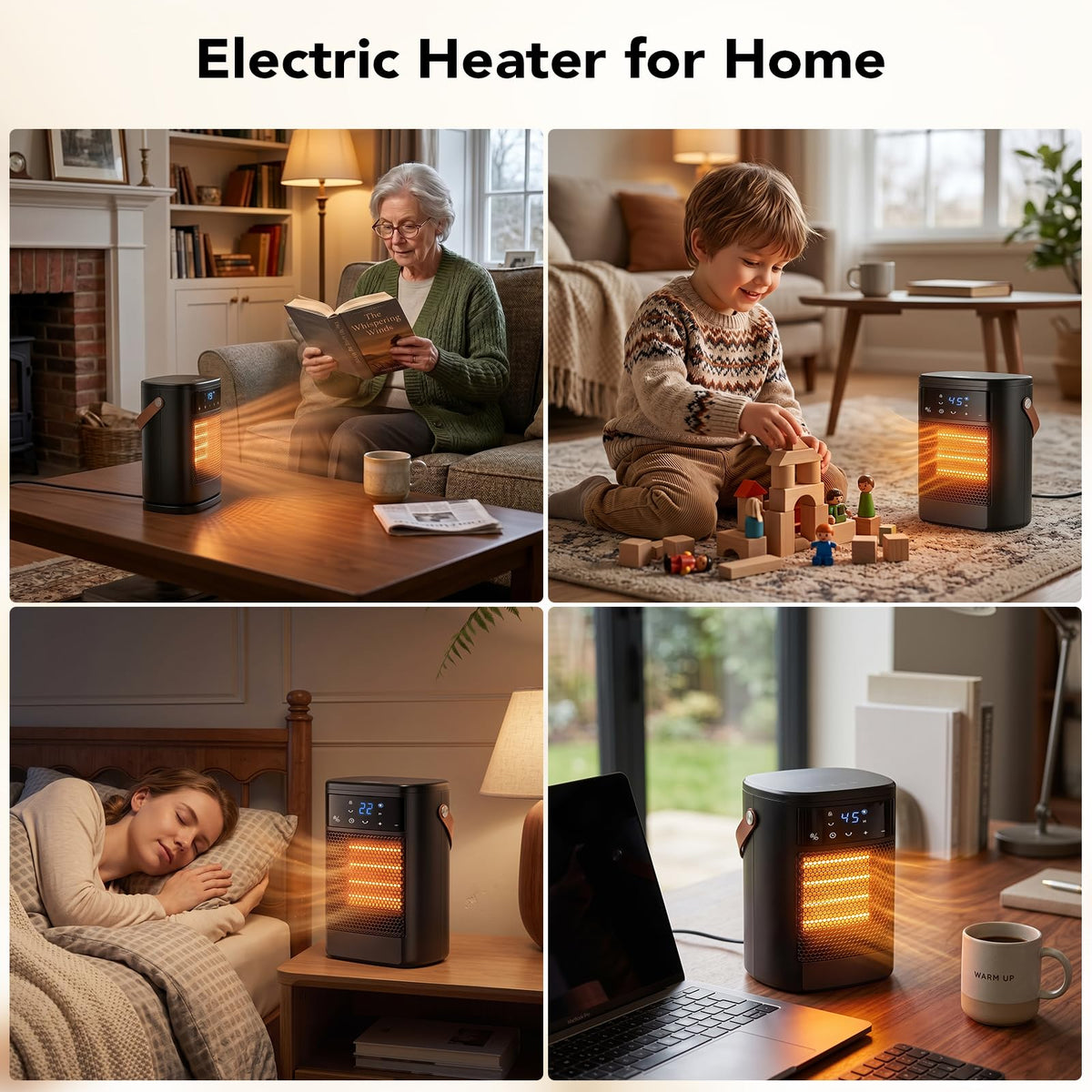 ROTTOGOON Electric Heater, 1500W Portable Fan Heater for Space Room Home