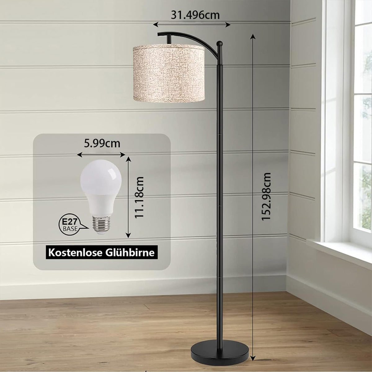 ROTTOGOON Stehlampe für Wohnzimmer mit 4 Farbtemperaturen, Fußschalter [Energieklasse F]