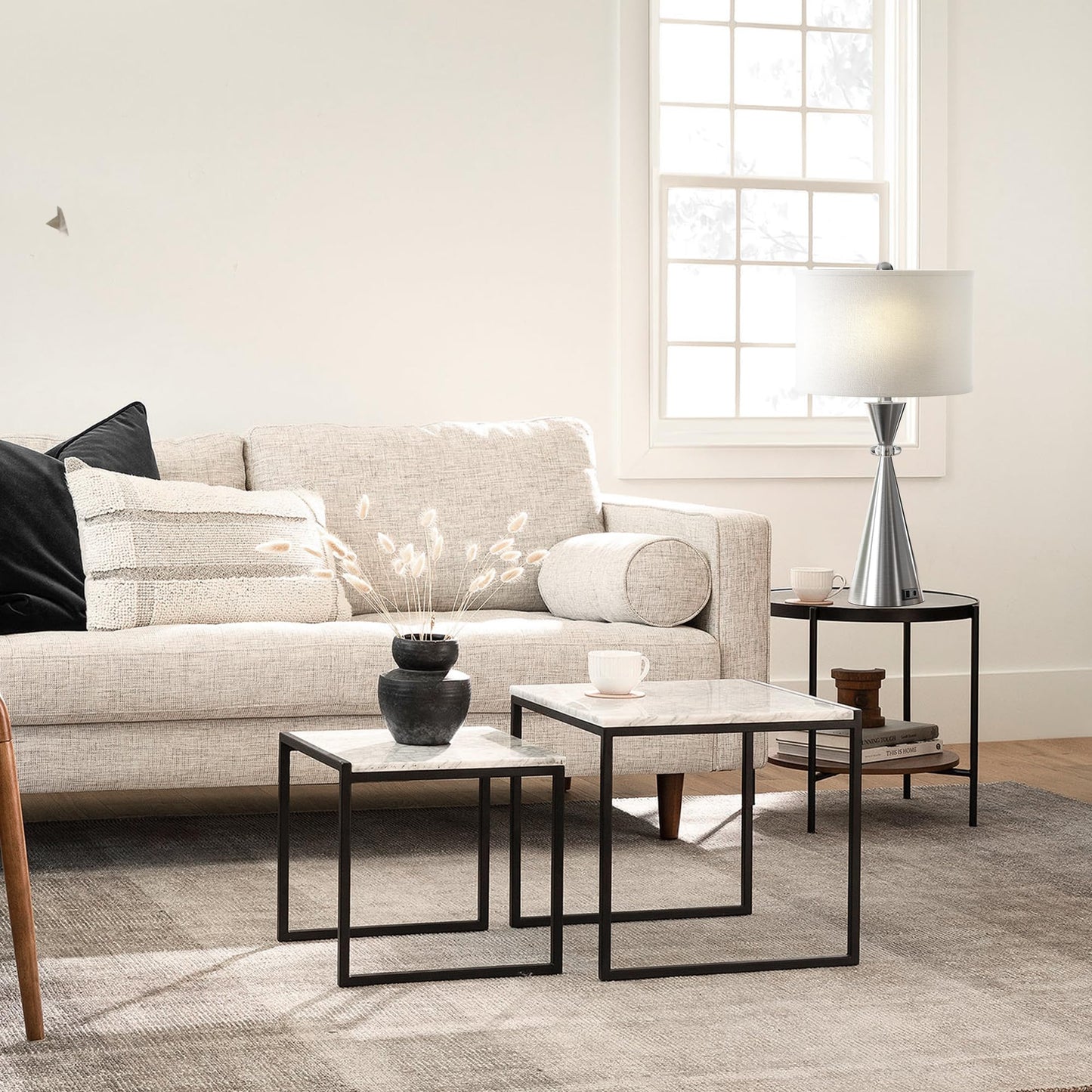 ROTTOGOON Table Lamps Set of 2, 3CCT Dimmable Modern Metal Bedside Lamps with 2 USB Ports, for Living Room Bedrooms Decorations