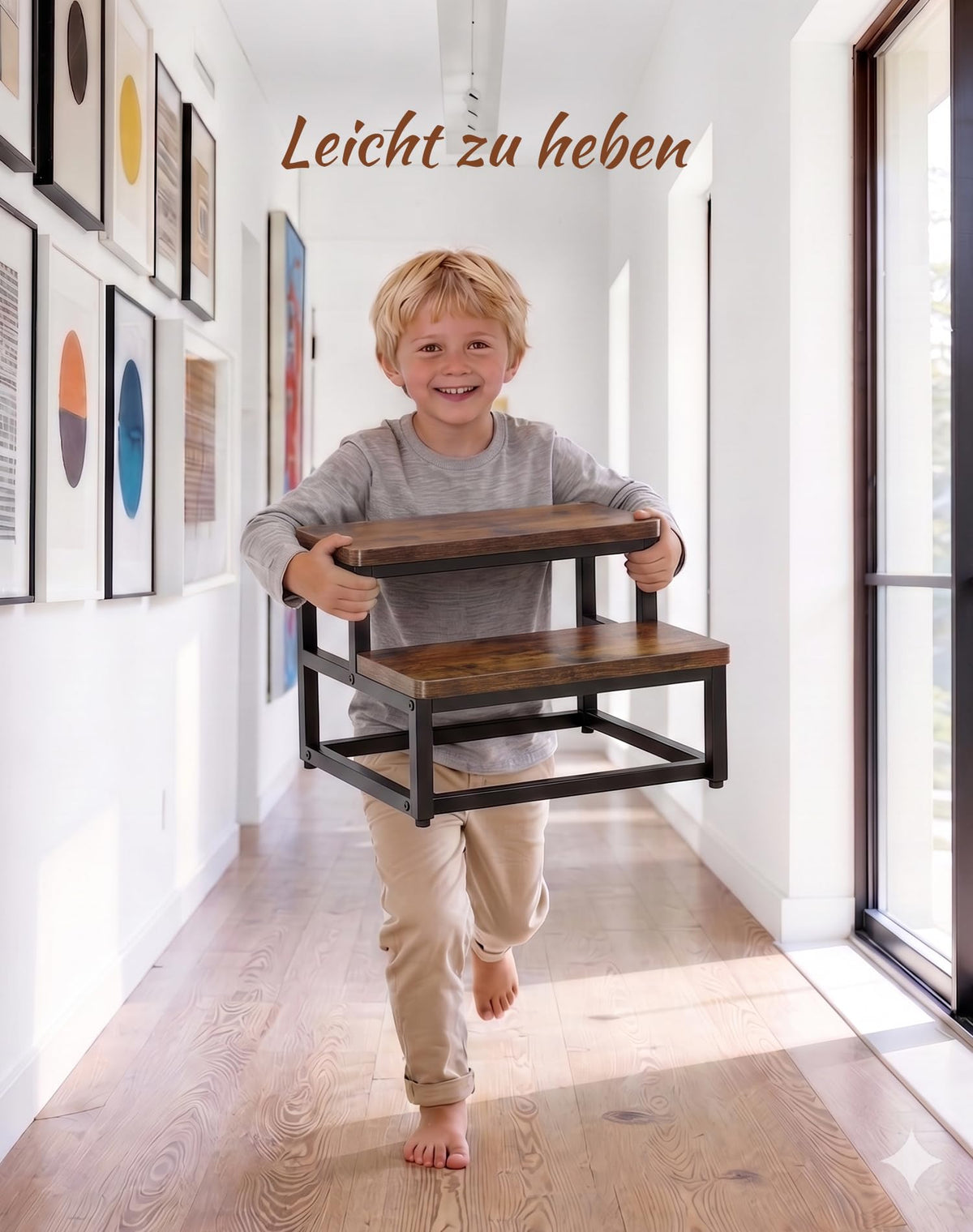 ROTTOGOON Tritthocker Holz mit 2 Stufen für Erwachsene Kinder, Anti-Rutsch