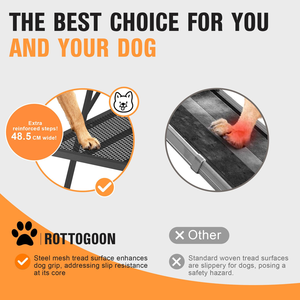 ROTTOGOON Portable Pet Stairs, Wide 4 Step Dog Ramp Car Foldable