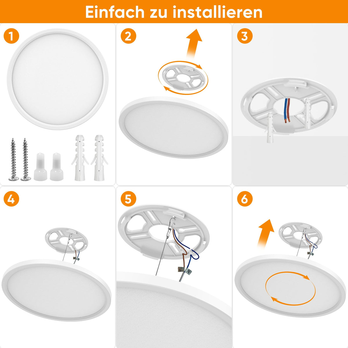 ROTTOGOON Deckenlampe LED Deckenleuchte Flach 24W 2200LM, 3CCT, Ø29cm [Energieklasse F]
