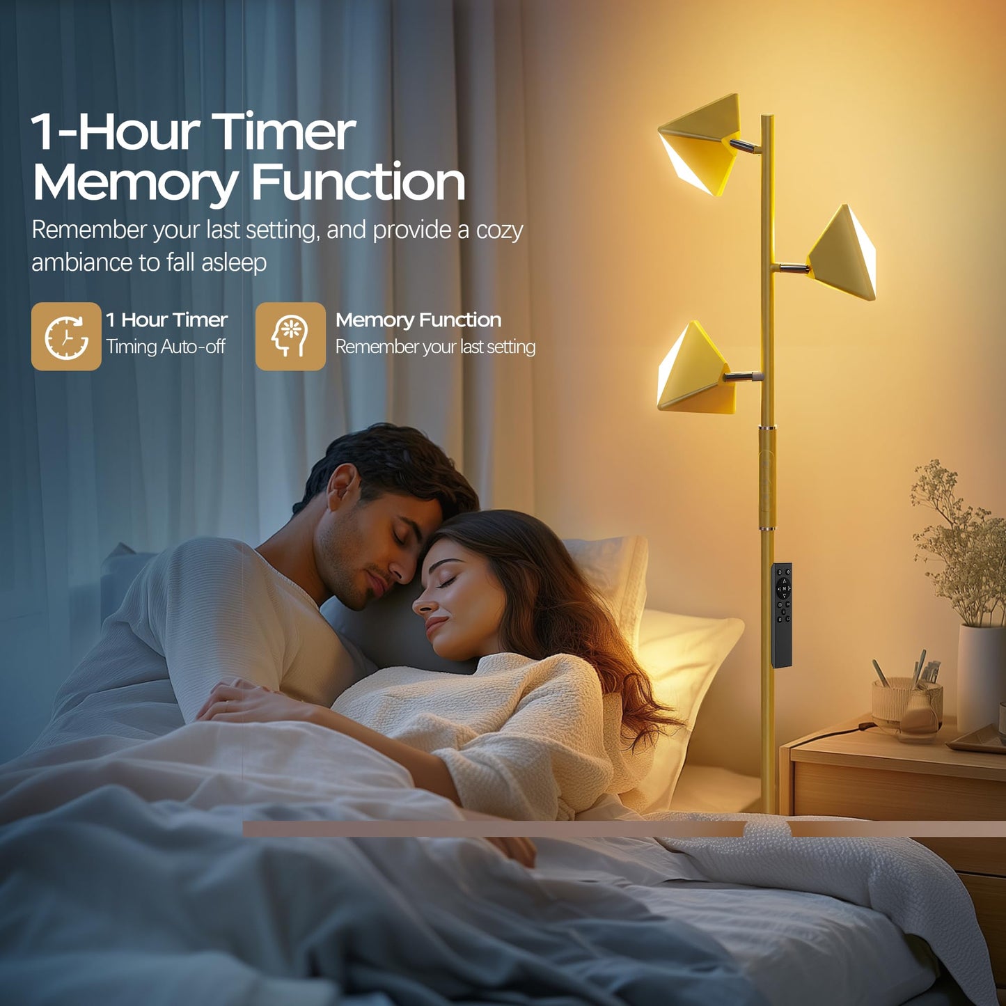 ROTTOGOON LED Tree Floor Lamp, 36W Dimmable Standing Light Touch Control, 2700K-6500K 4CCT Switchable for Study Living Room Bedroom Office