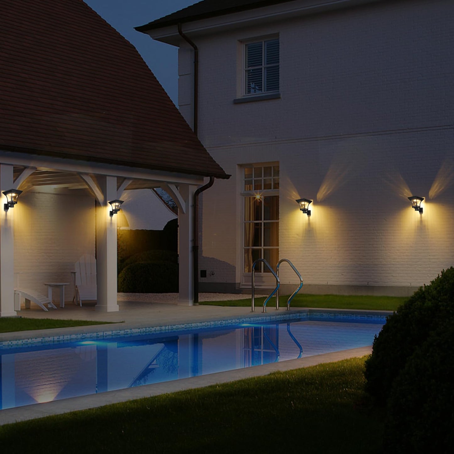 COOSOLUX Solar Wall Lights Outdoor with 4 Lighting Modes, IP65 Waterproof Dusk to Dawn Led Outdoor Wall Sconce, Solar Landscape Lights Wall Mount for Fence Porch Garage Yard Decor Warm & Cold White 4 Pack