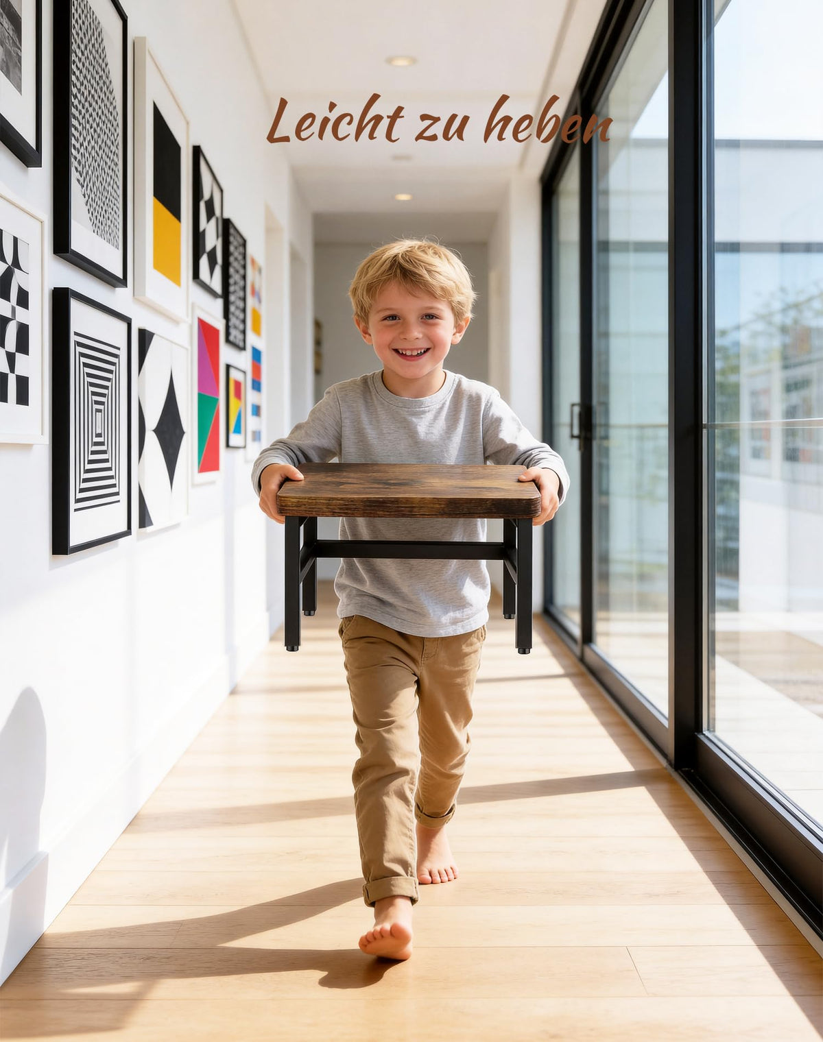 ROTTGOON Tritthocker 1 Stufe Holz für Kinder, Küche & Bad, Anti-Rutsch