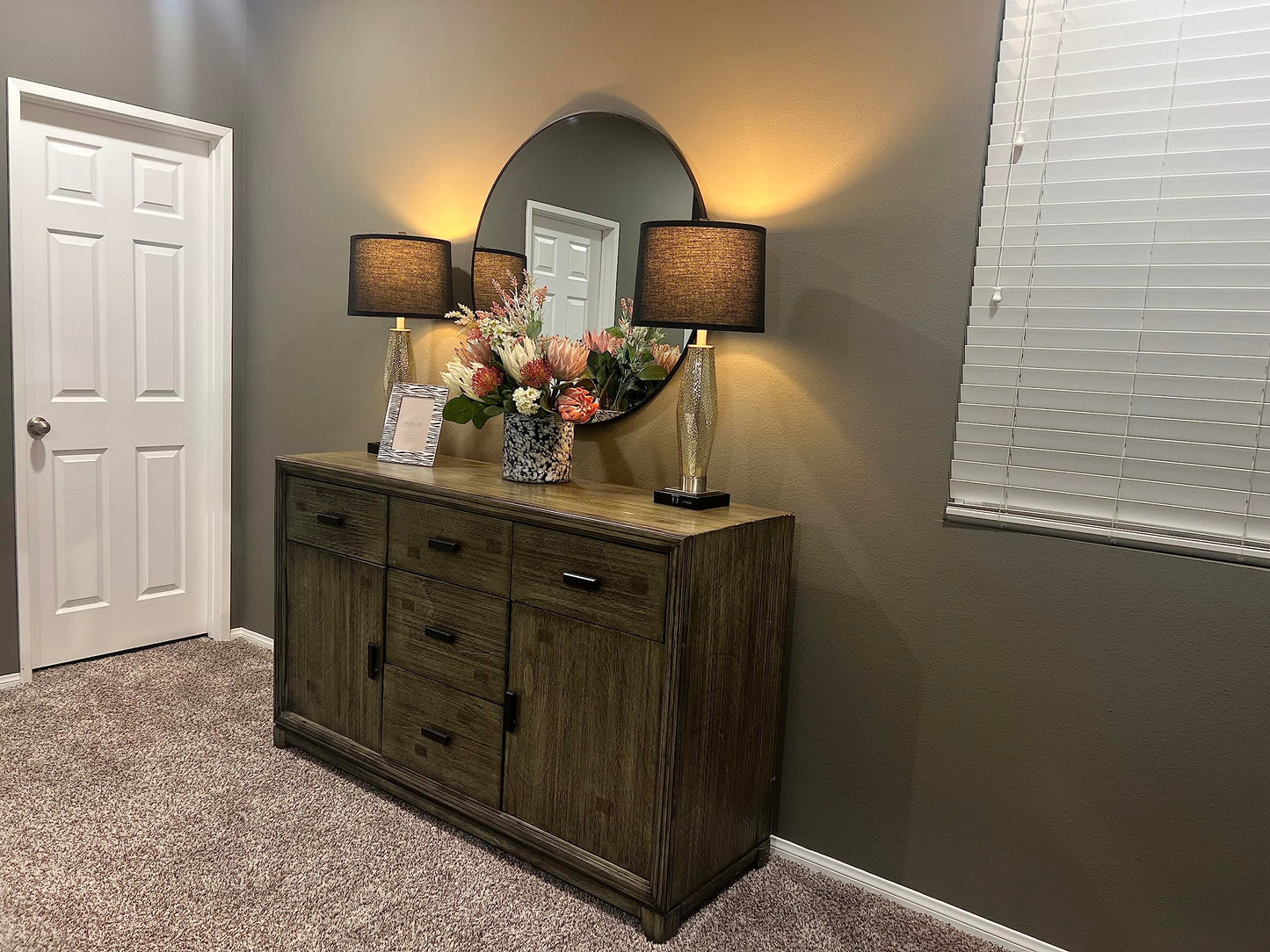 ROTTOGOON Table Lamps Set of 2 with USB Charging Ports & Rotary Switches, Modern Glass Beside Lamps for Living Room Nightstand Home Decor, Black